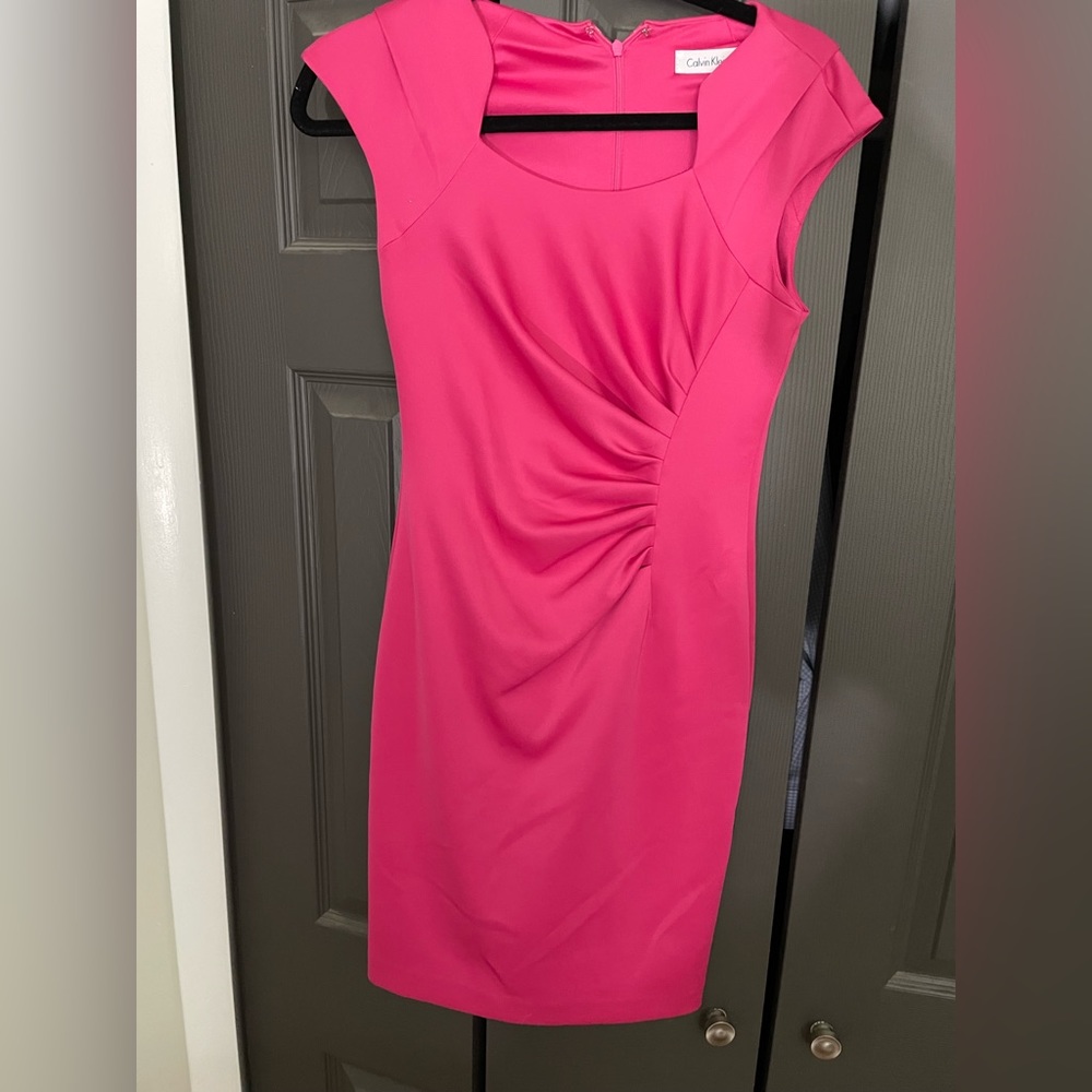 Hot Pink Calvin Klein CK sheath dress